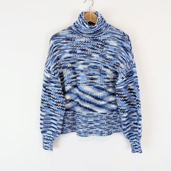 STAUD   Benny Intarsia-knit Turtleneck Sweater In Blue - Picture 5 of 12